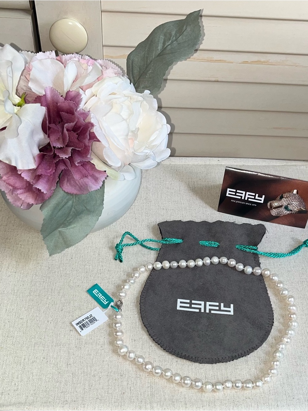 NWT EFFY Sterling Silver 7-8 mm Freshwater Pearl Necklace 18in. - Picture 3 of 7